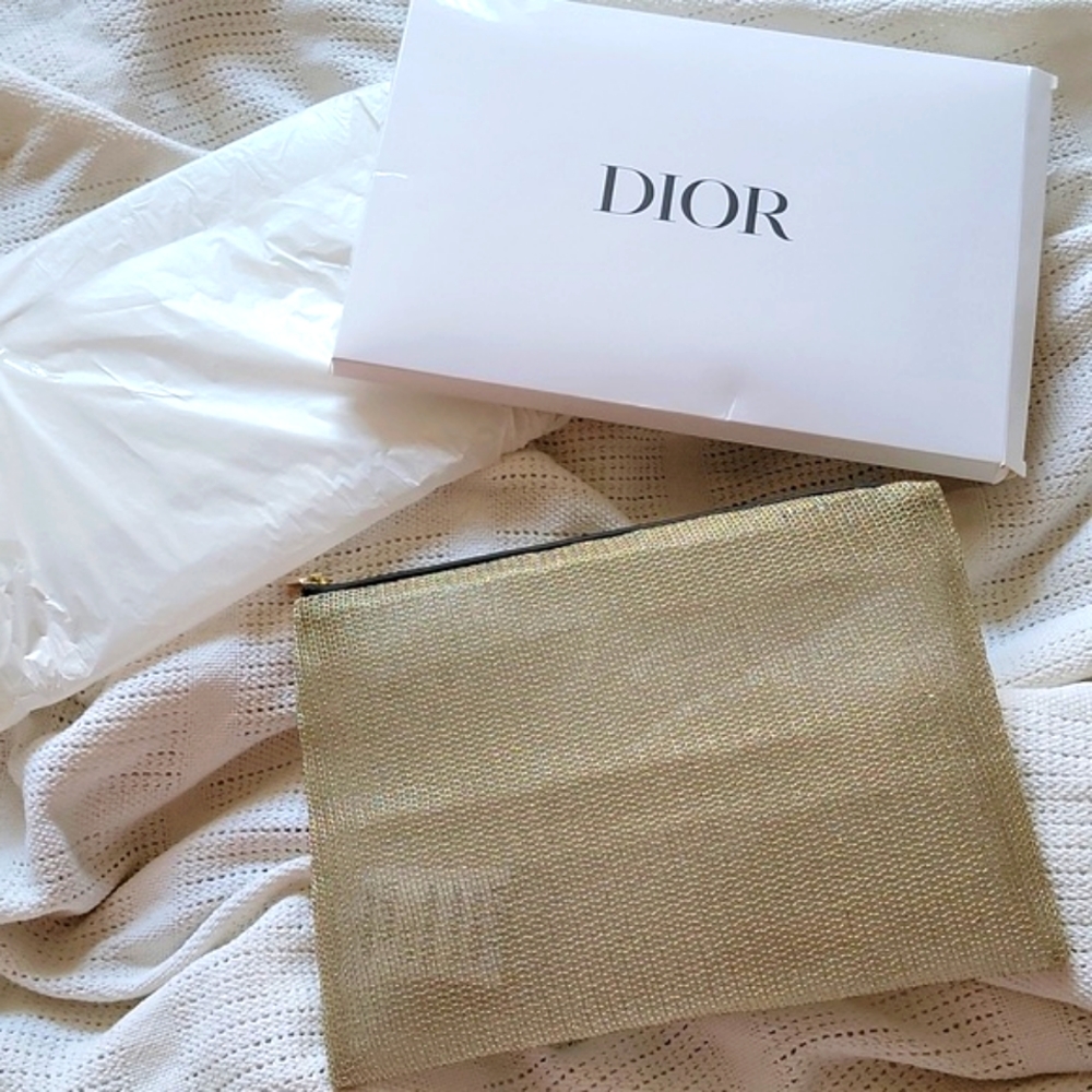 Dior J'adore Gold Makeup Bag Organizer Mesh Trousse Pouch